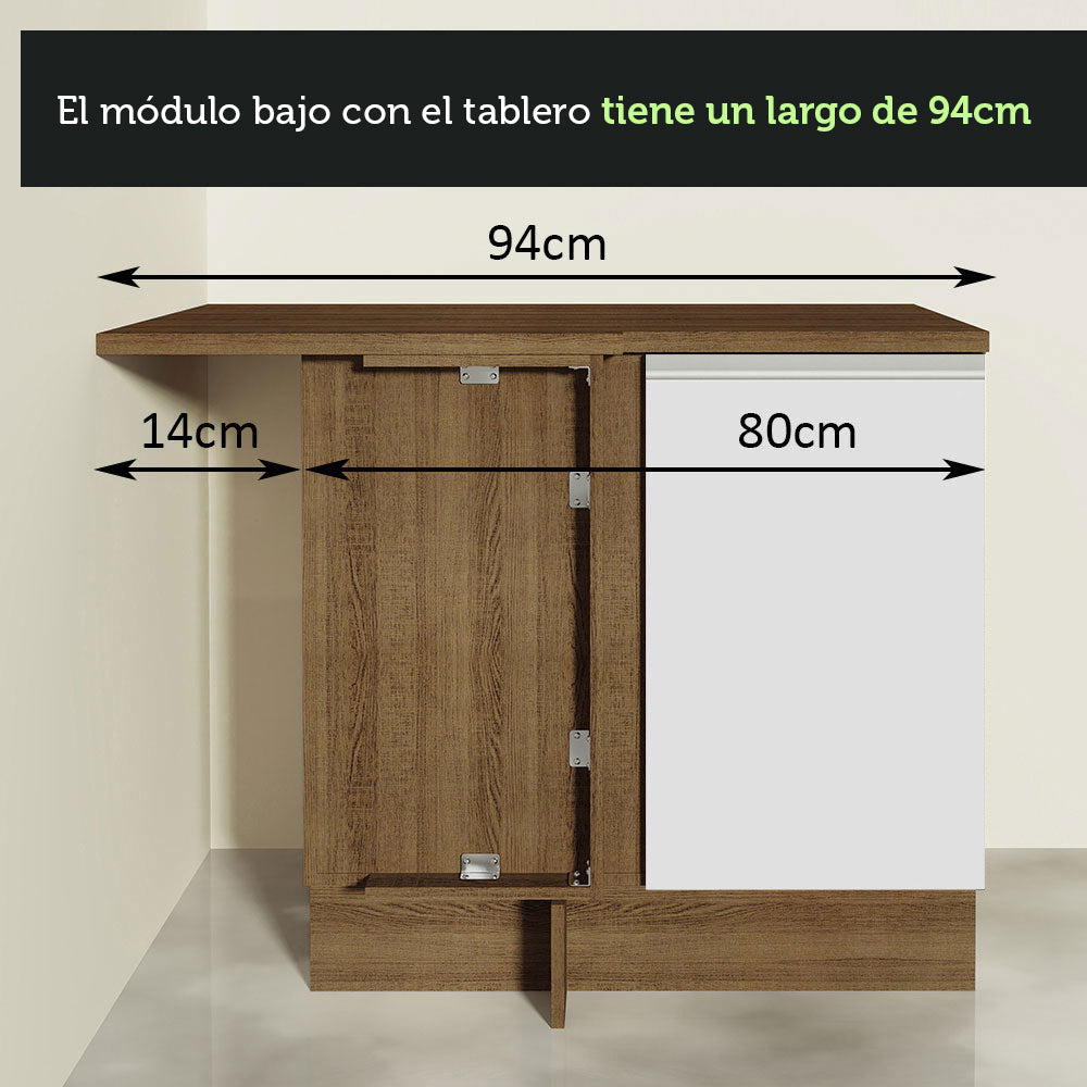 Mueble de Cocina Glamy - Mostrador de Esquina 1 Puerta
