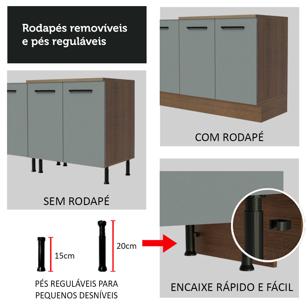 Mueble Despensa 60 cm 3 Puertas Agata Marrón/Gris