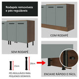 Mueble Despensa 60 cm 3 Puertas Agata Marrón/Gris