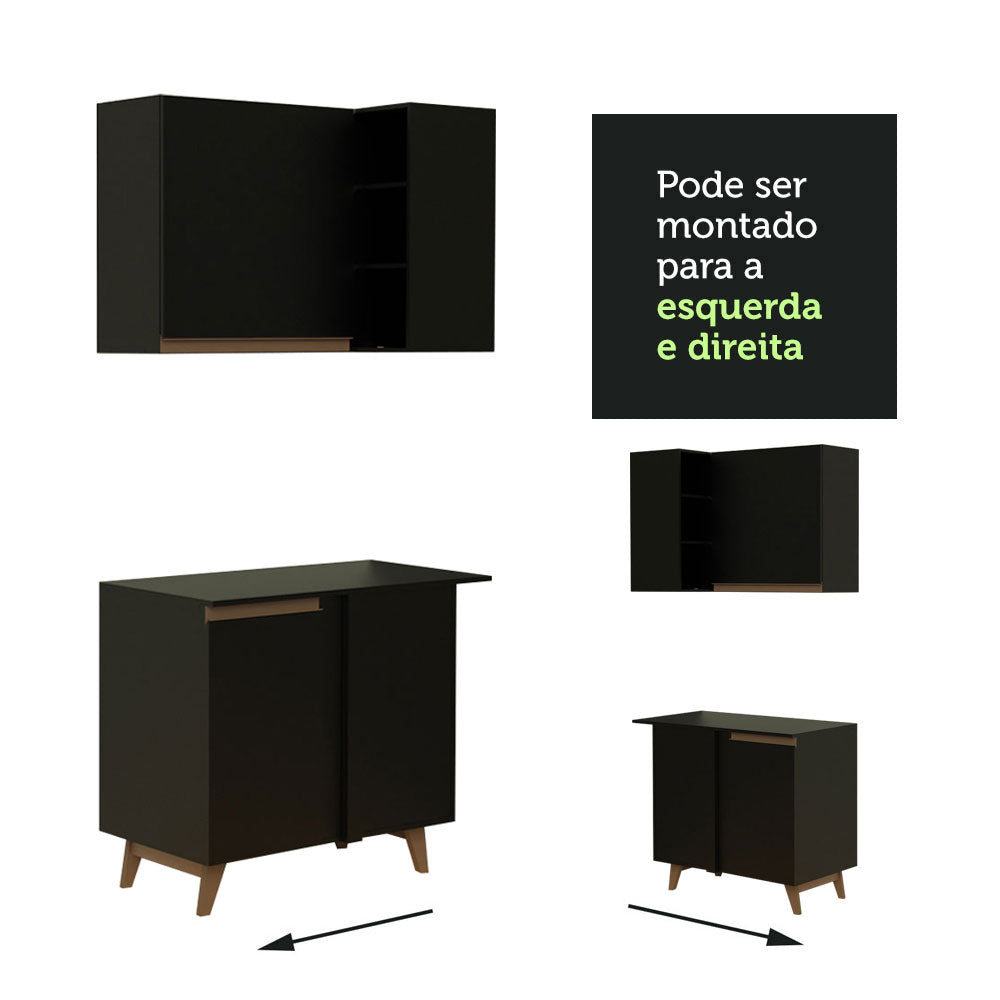 Cocina Integral Esquinera 392cm Reims Negro 01