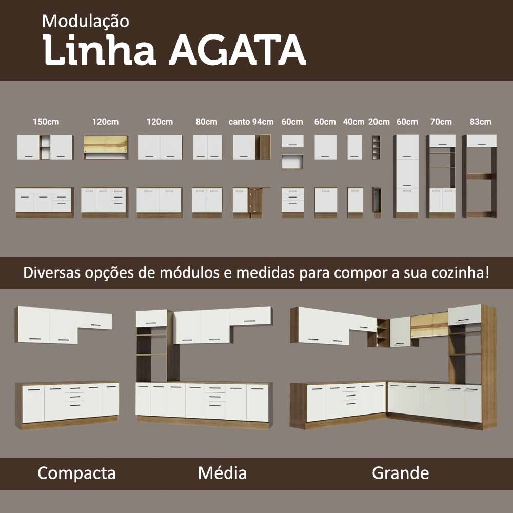 Kit con 2 Gabinetes superiores 3 Puertas Marrón/Blanco Agata