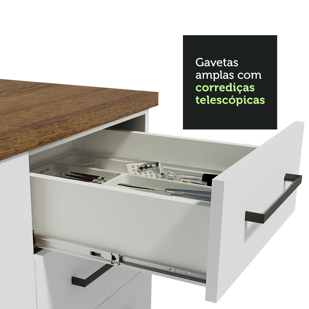 Kit con 2 Gabinetes Bajos y 2 Gabinetes superiores 200cm Blanco/Marrón Agata
