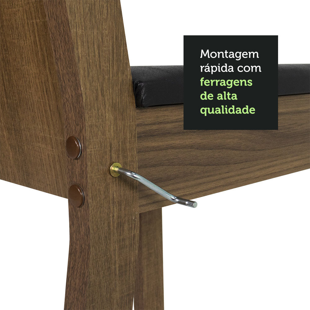 Juego de Comedor Encimera de Vidrio Circular 4 Sillas Marrón/Negro/Negro Madu