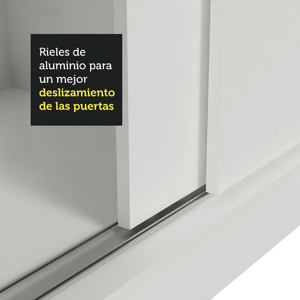 Clóset Soltero 2 Puertas Corredizas con Espejos 2 Cajones Blanco Max