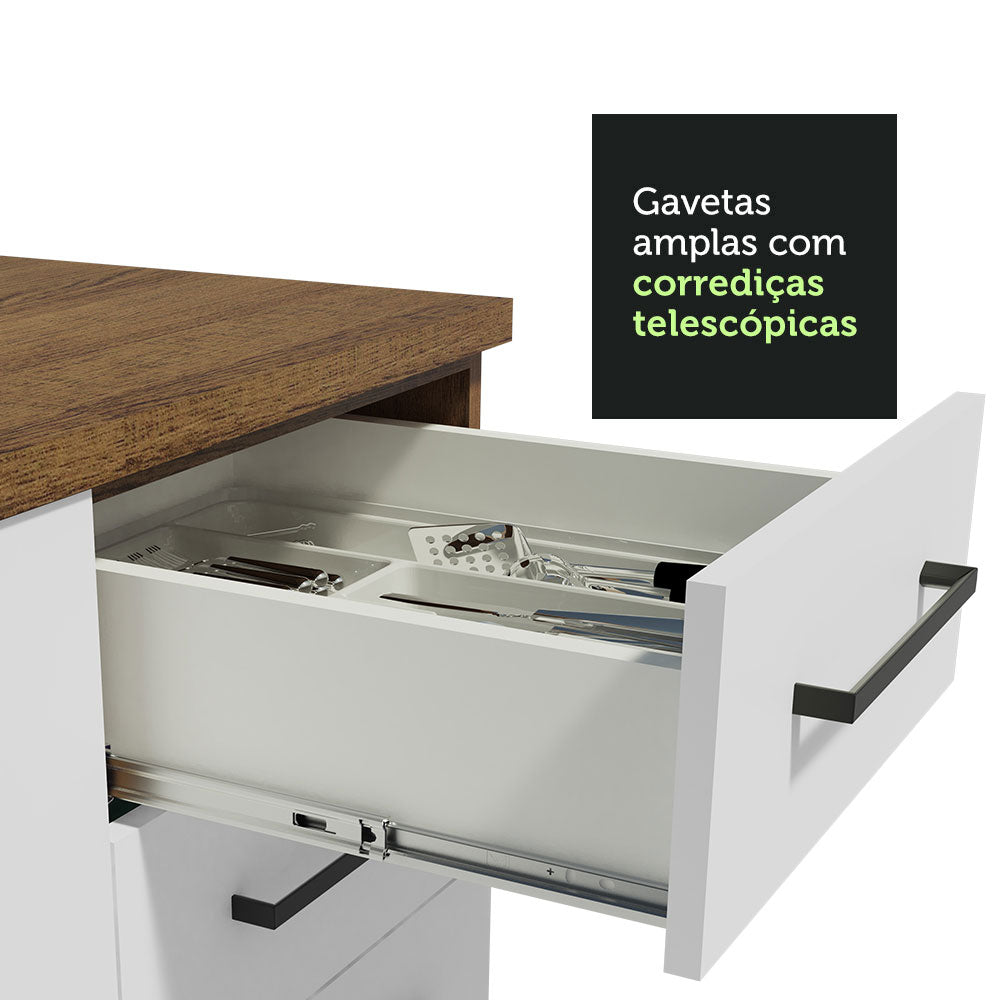 Gabinete Bajo 150cm 2 Cajones Marrón/Blanco Agata (Sin Encimera)