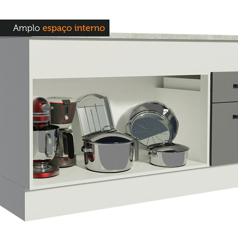 Gabinete Bajo para Tarja 150 cm 2 Puertas y 2 Cajones (Con Encimera) Agata Blanco/Gris