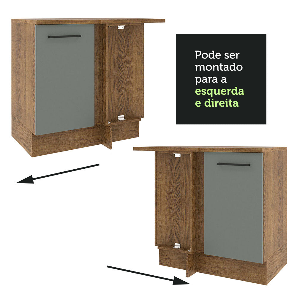 Gabinete Bajo de Esquina de Cocina con 1 Puerta Agata Marrón/Gris