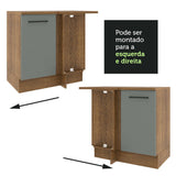 Gabinete Bajo de Esquina de Cocina con 1 Puerta Agata Marrón/Gris