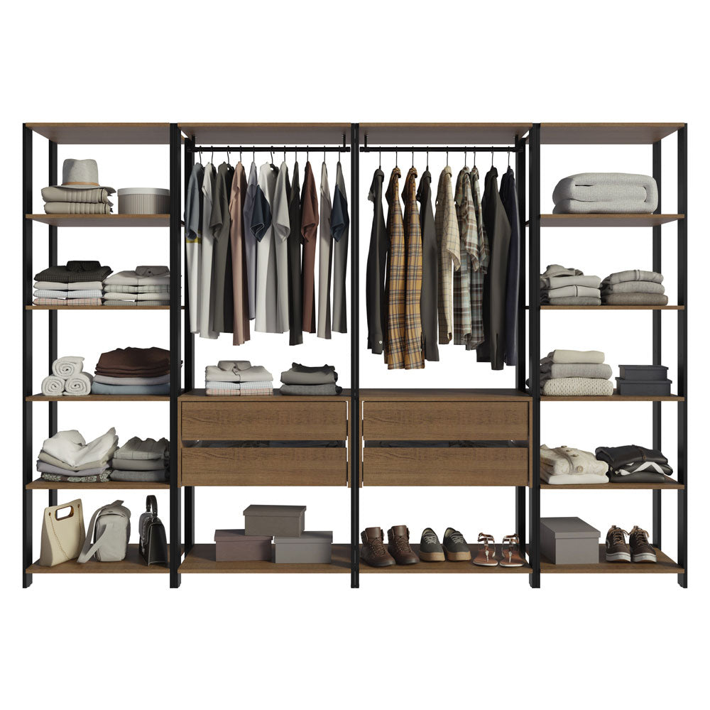 Clóset Modulado Valencia 4 Cajones 258cm Marrón/Negro 01