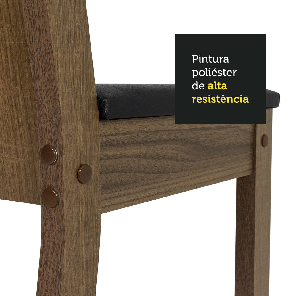 Juego de Comedor Encimera de Vidrio Circular 4 Sillas Marrón/Negro/Negro Madu
