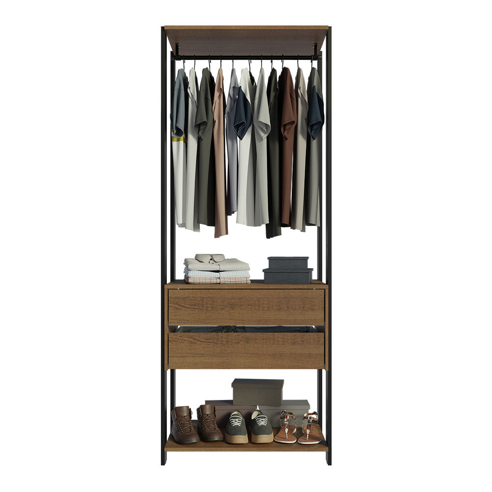 Clóset Modular Valencia 2 Cajones 70cm Marrón/Negro