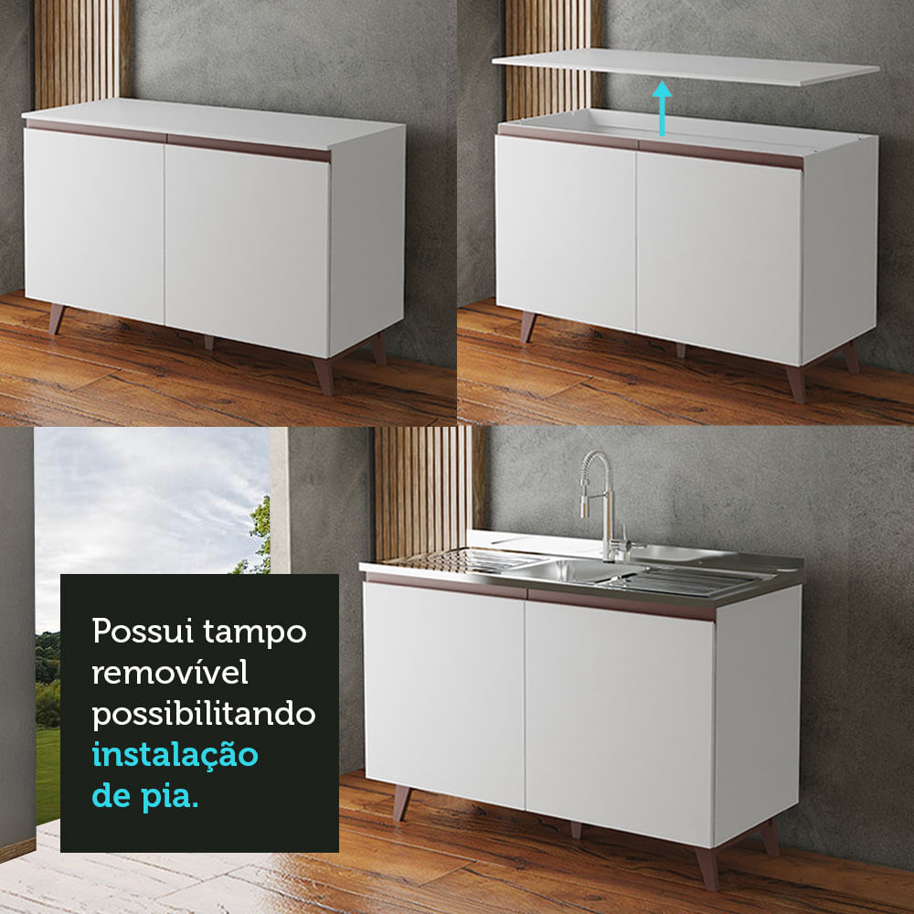 Mueble para Lavadero 120 cm 2 Puertas Blanco Reims