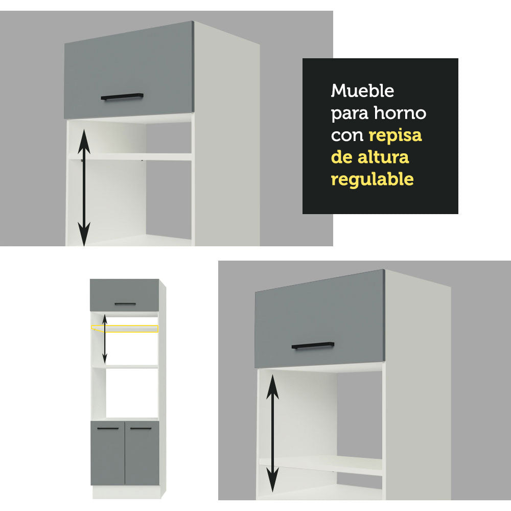 Cocina Integral 270cm Blanco/Gris Agata 03