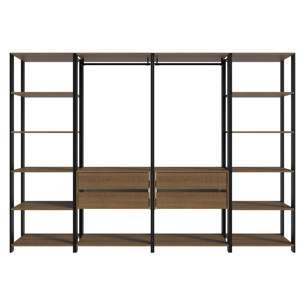 Clóset Modulado Valencia 4 Cajones 258cm Marrón/Negro 01