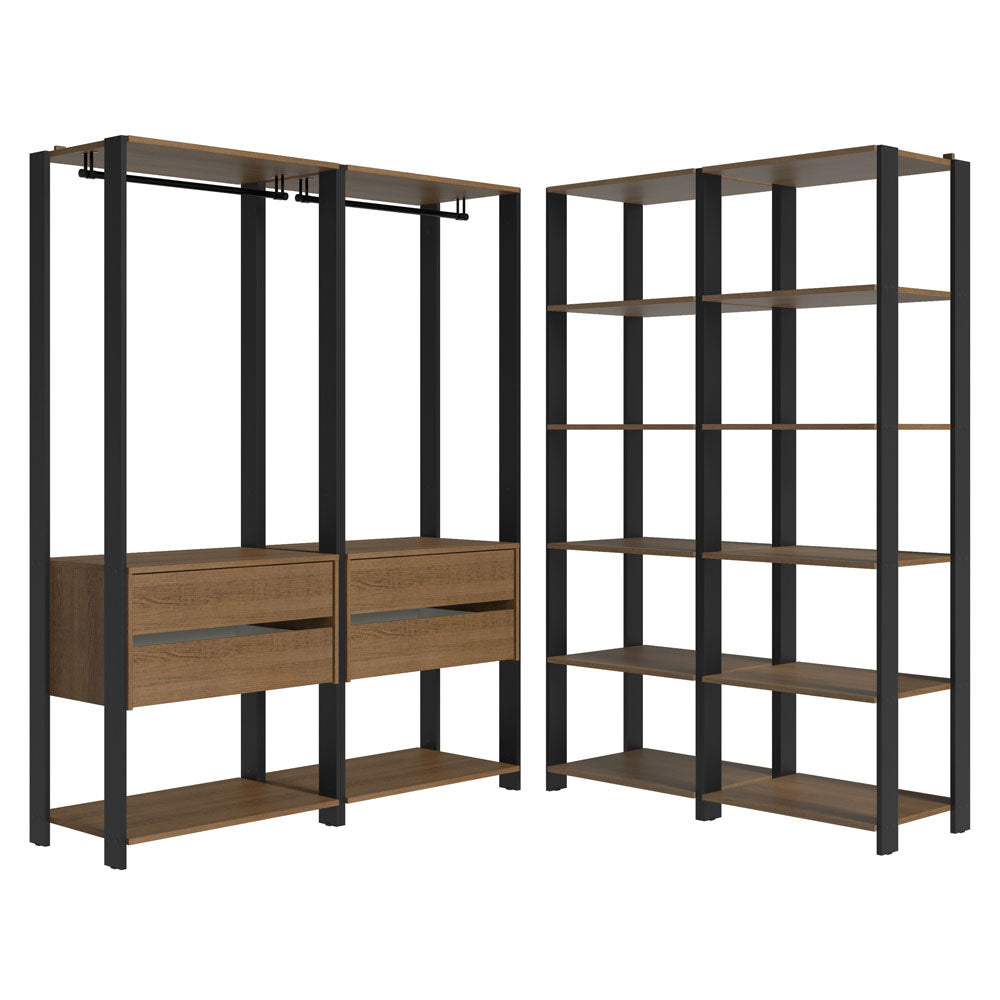 Clóset Modulado Valencia 4 Cajones 358cm Marrón/Negro 03