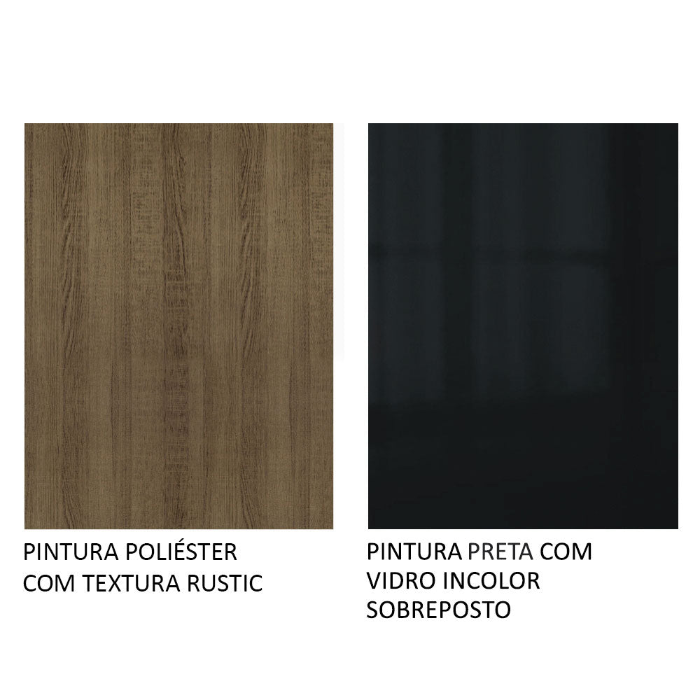 Mesa de Comedor Rectangular Encimera de Vidrio Marrón/Negro 5364 02