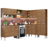 Cocina Integral Esquinera 417cm Marrón Emilly Ice Madesa 01
