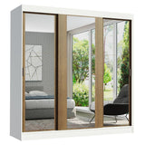 Ropero Reno Madesa 3 Puertas Corredizas Con Espejo - Blanco/Marron