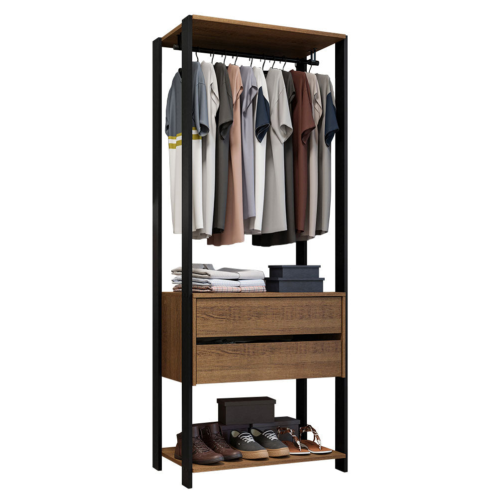 Clóset Modular Valencia 2 Cajones 70cm Marrón/Negro