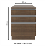 Mueble de Cocina Madesa Glamy 60 cm 3 Cajones Marron