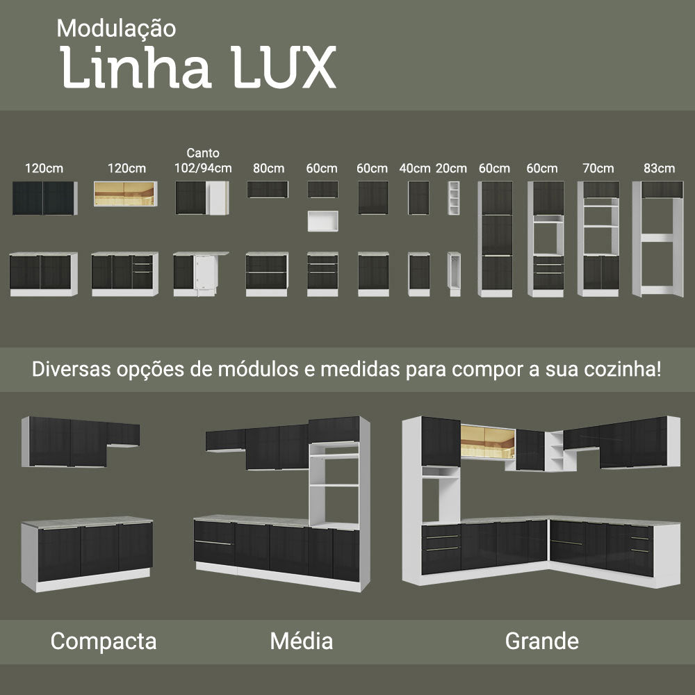Mueble de Cocina para Refrigerador 1 Puerta Abatible Lux Blanco/Negro