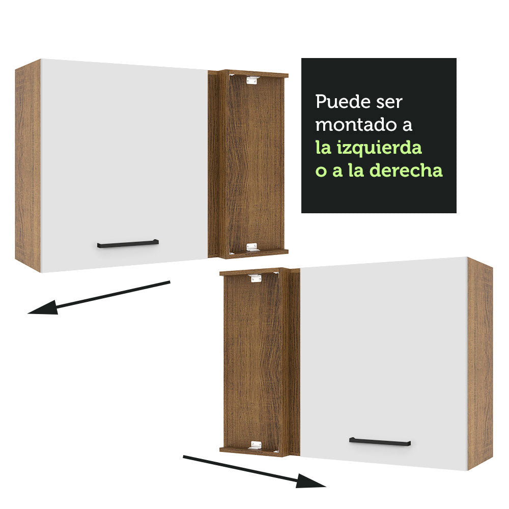 Gabinete Superior de Esquina 1 Puerta Agata Marrón/Blanco