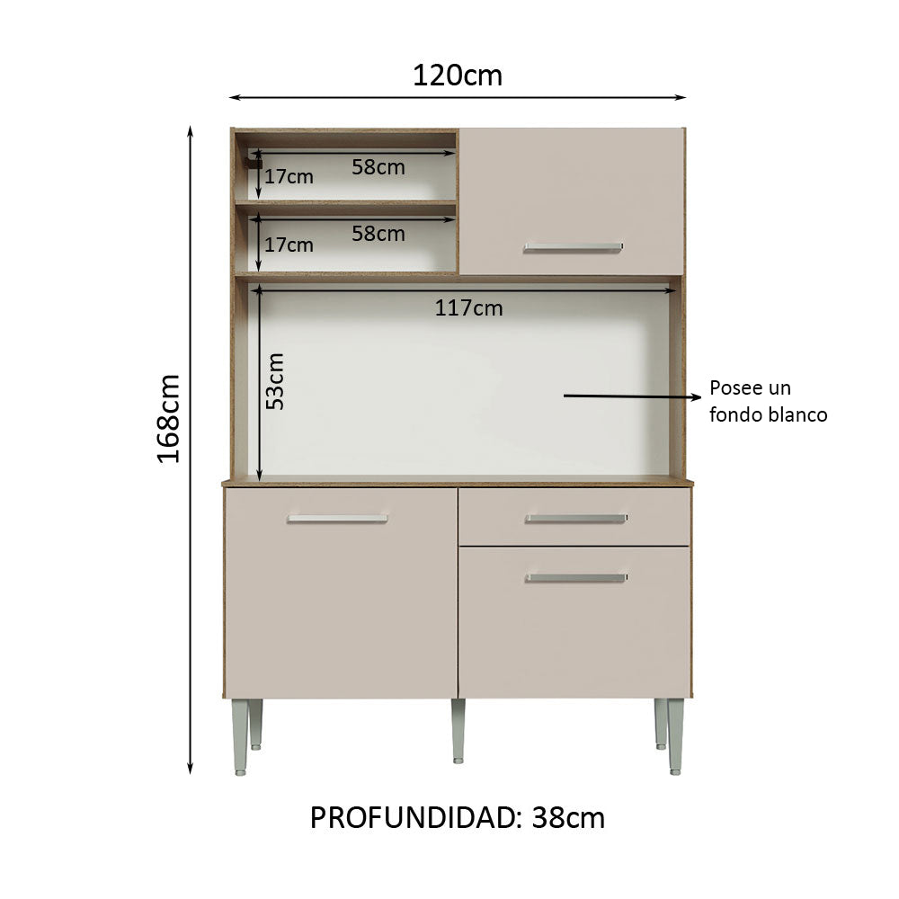 Mueble de Cocina Compacto 120cm Marron/Crema Life Madesa