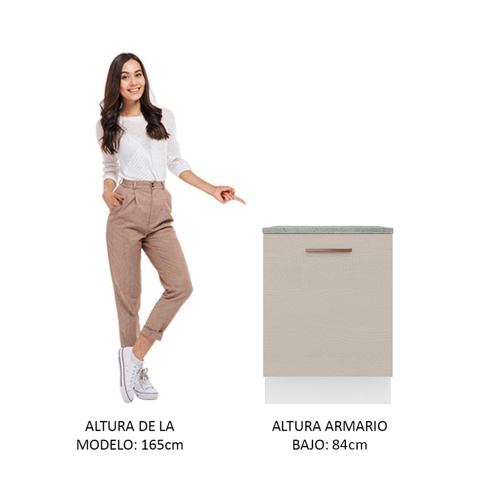 Gabinete Bajo 60 cm 1 Puerta Blanco/Crema Agata