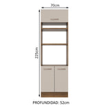 Mueble de Cocina para Horno 70 cm 3 Puertas Marrón/Crema Agata