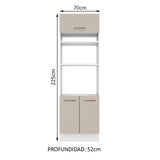Mueble de Cocina para Horno 70 cm 3 Puertas Blanco/Crema Agata
