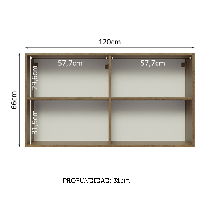 Alacena de Cocina Glamy 120 cm 2 Puertas con Cristal Reflex