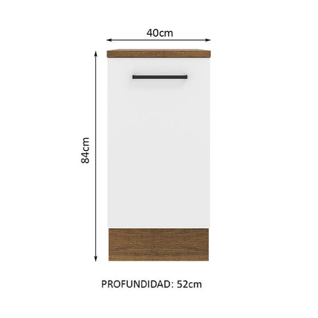 Mueble de Cocina Madesa Agata 40 cm 1 Puerta Marrón/Blanco