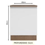 Mueble de Cocina Madesa Glamy 60 cm 1 Puerta Marrón/Blanco