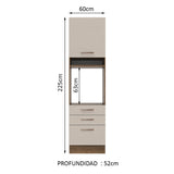 Mueble de Cocina para Horno 60 cm 1 Puerta y 3 Cajones Marrón/Crema Agata