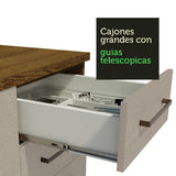 Mueble de Cocina para Horno 60 cm 1 Puerta y 3 Cajones Marrón/Crema Agata