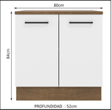Mueble de Cocina Madesa Agata 80 cm 2 Puertas Marron/Blanco