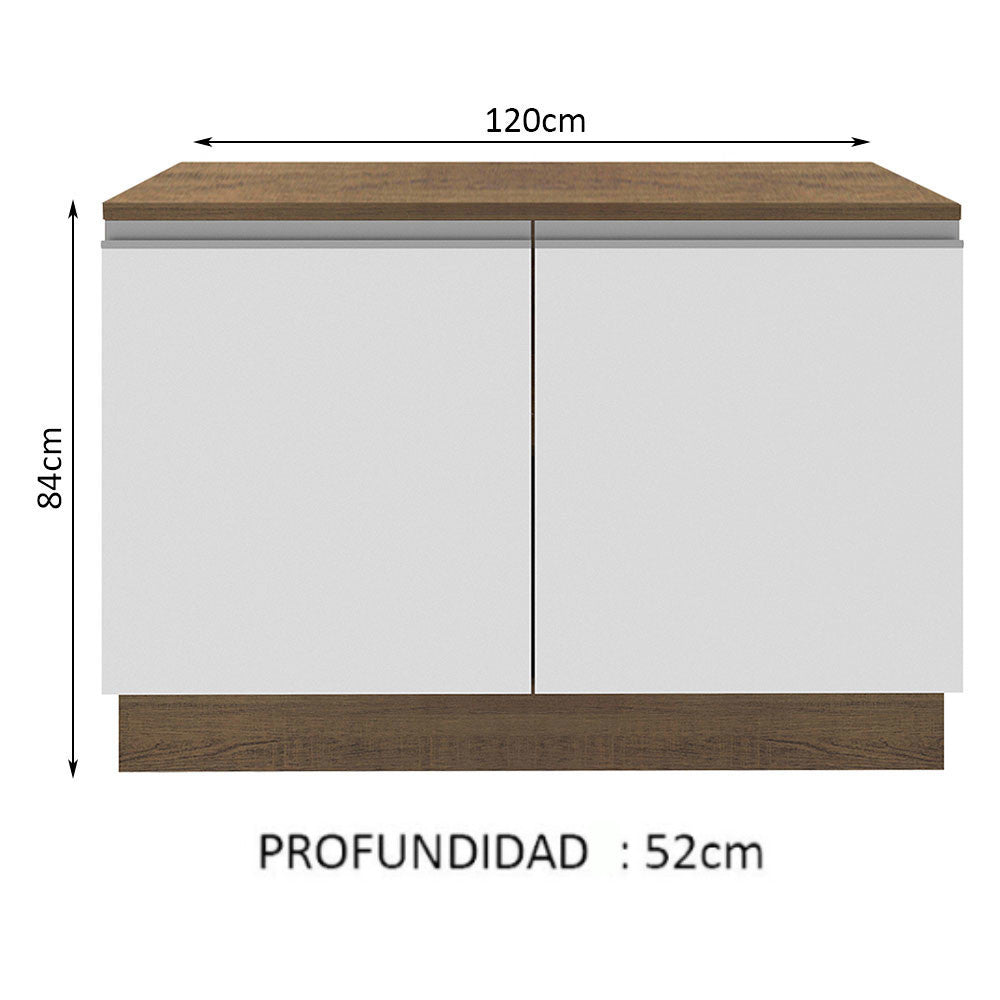 Mueble de Cocina Glamy 120 cm - Mostrador para Lavadero con Encimera