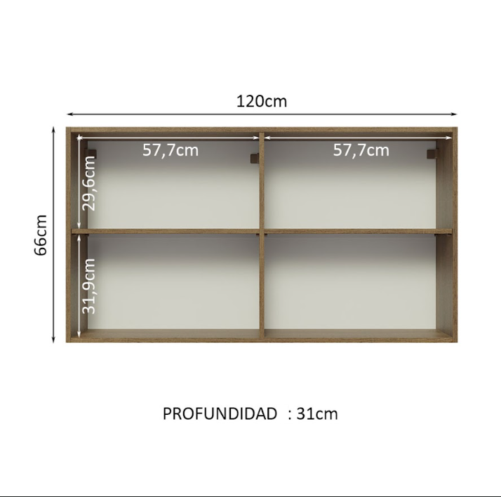 Alacena de Cocina Glamy 120 cm 2 Puertas con Cristal Reflex