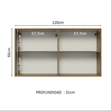 Alacena de Cocina Glamy 120 cm 2 Puertas con Cristal Reflex