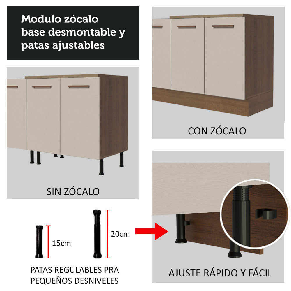 Gabinete Bajo Agata 60 cm 1 Puerta Marrón/Crema