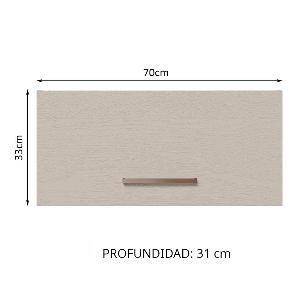 Gabinete Superior 70 cm 1 Puerta Abatible Agata Marrón/Crema