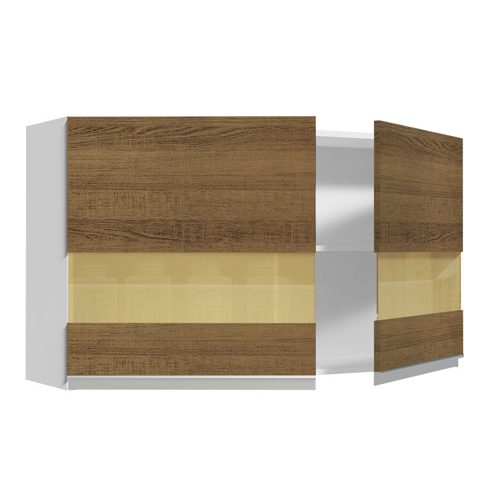 Alacena Madesa Glamy 120 cm 2 Puertas Con Vidrio Blanco/Marrón
