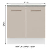 Mueble de Cocina 80 cm 2 Puertas Blanco/Crema Agata Madesa