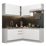Cocina Integral Esquinera 349cm Blanco Glamy Madesa 03
