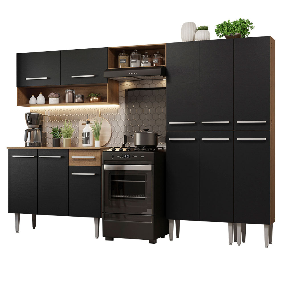 Cocina Integral 261cm Marrón/Negro Emilly 02