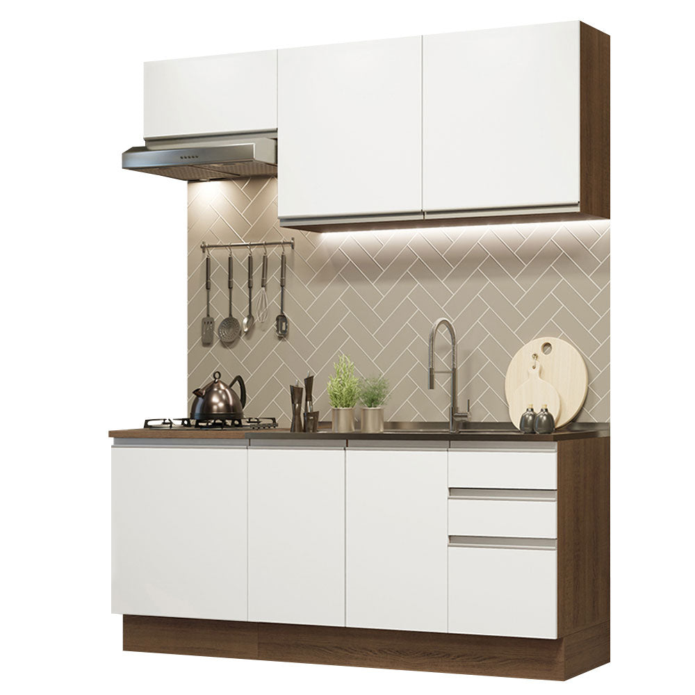 Cocina Integral con Lavadero 180cm Glamy 13 Marrón/Blanco