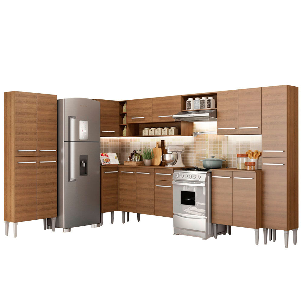 Cocina Integral Esquinera 513cm Marrón Emilly Live Madesa 01