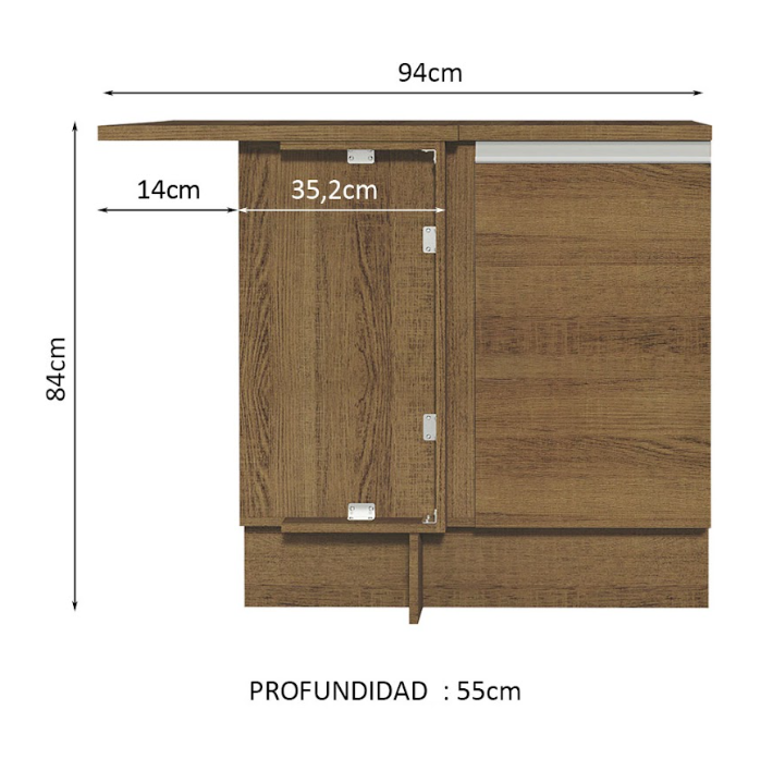 Mueble de Cocina Glamy - Mostrador de Esquina 1 Puerta