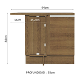 Mueble de Cocina Glamy - Mostrador de Esquina 1 Puerta