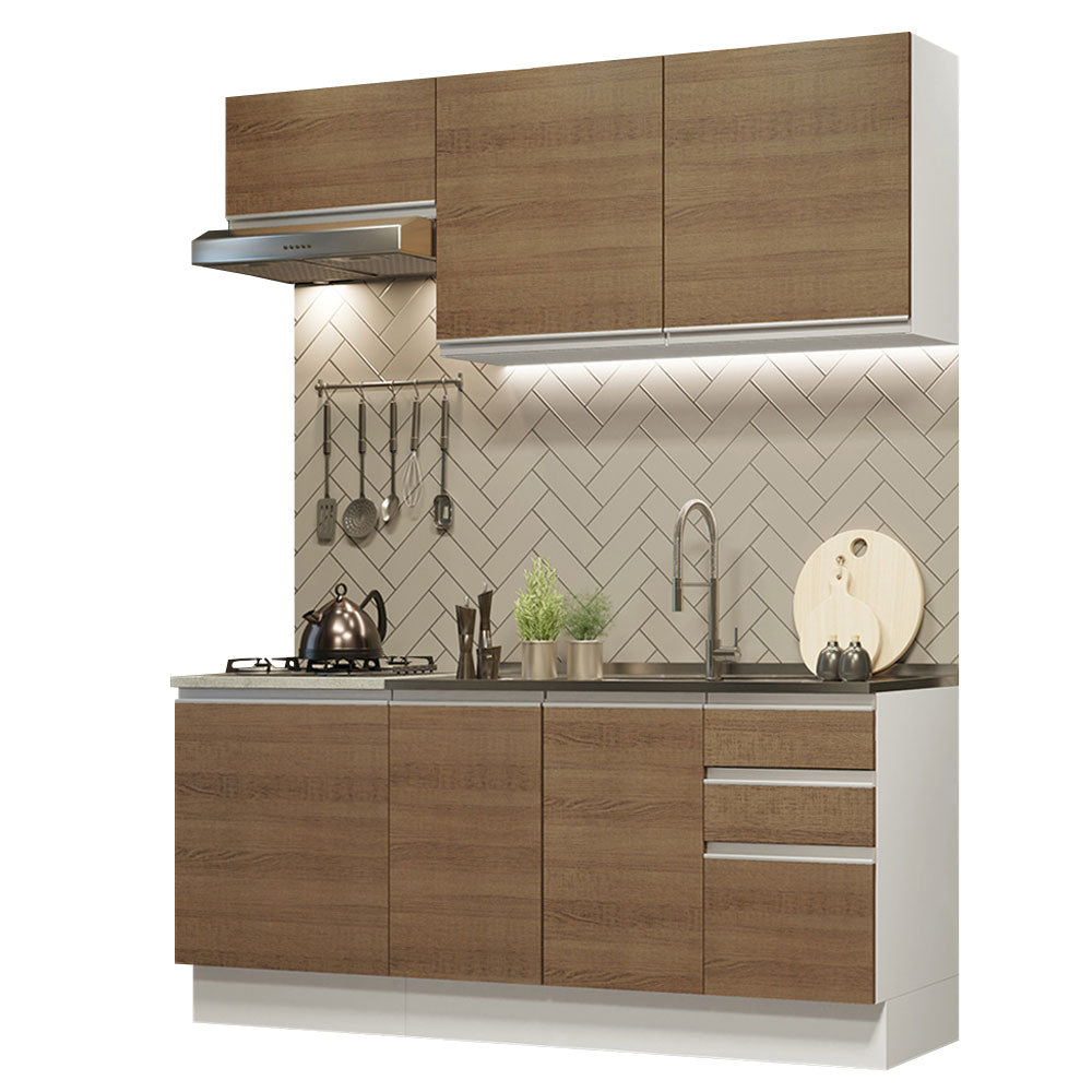 Cocina Integral con Lavadero 180cm Glamy 13 Blanco/Marrón